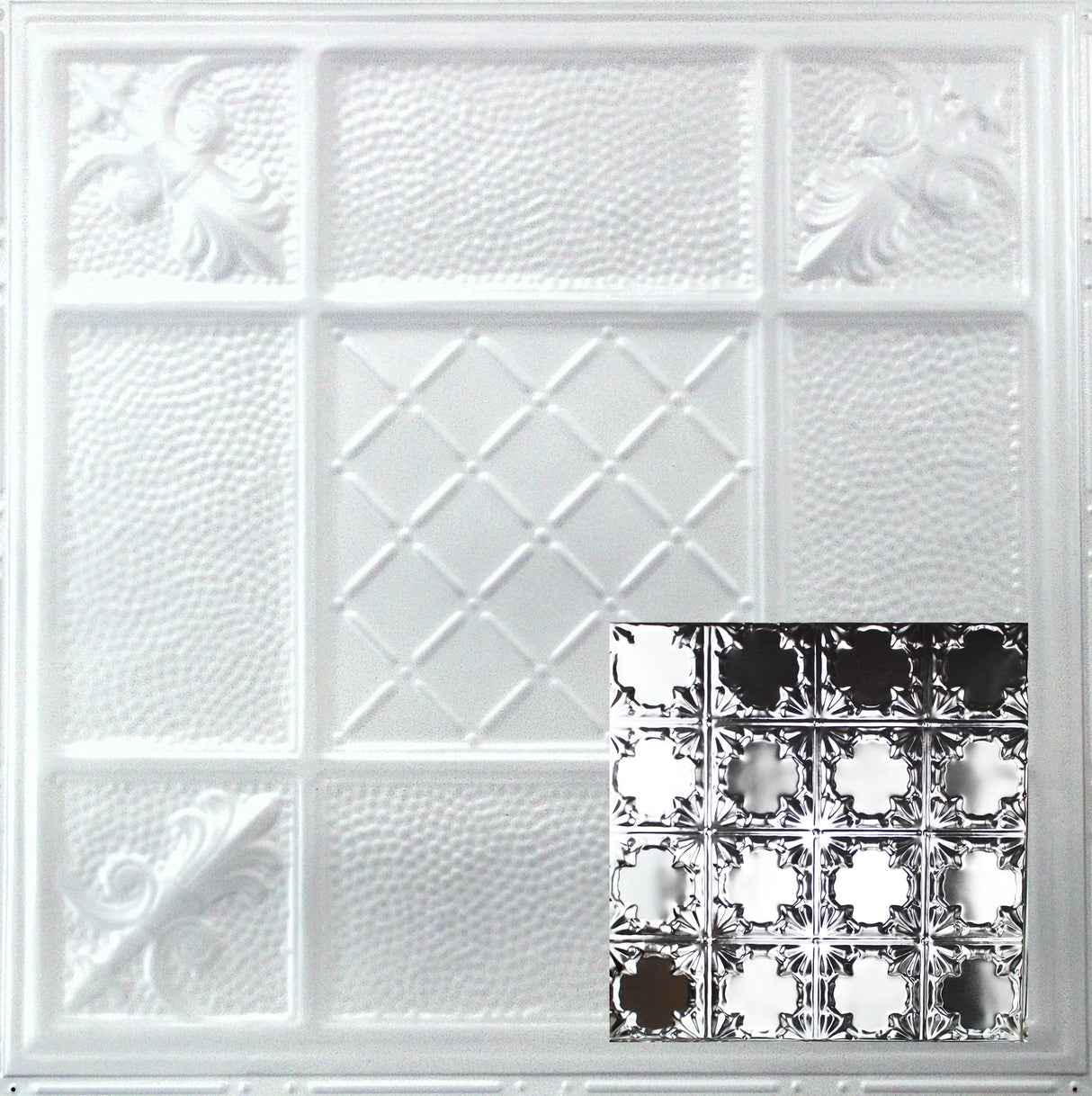 Metal Ceiling Tiles | Pattern 137 | Gothic Prominence - Arctic Shimmer - Metal Ceiling Express