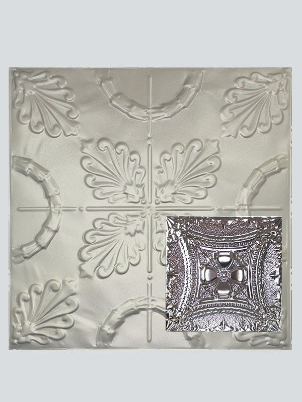 Metal Ceiling Tiles | Pattern 122 | Embossed Knight - Nickel Vein - Metal Ceiling Express