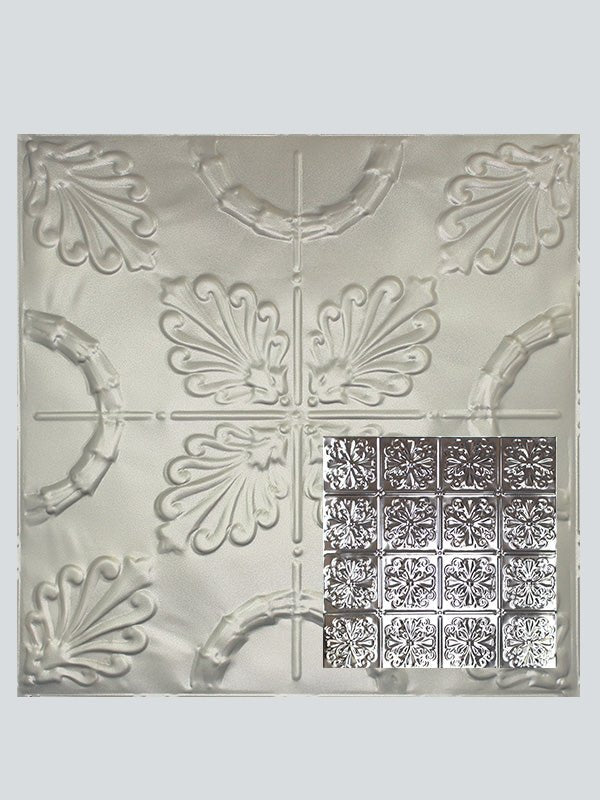 Metal Ceiling Tiles | Pattern 127 | Parisian Floral - Nickel Vein - Metal Ceiling Express