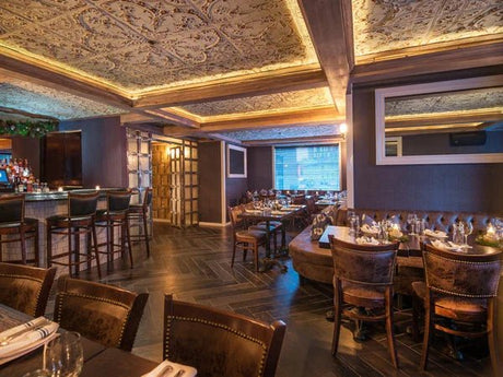 The Perfect Pairing: Tin Ceilings and Statement Lighting - Metal Ceiling Express