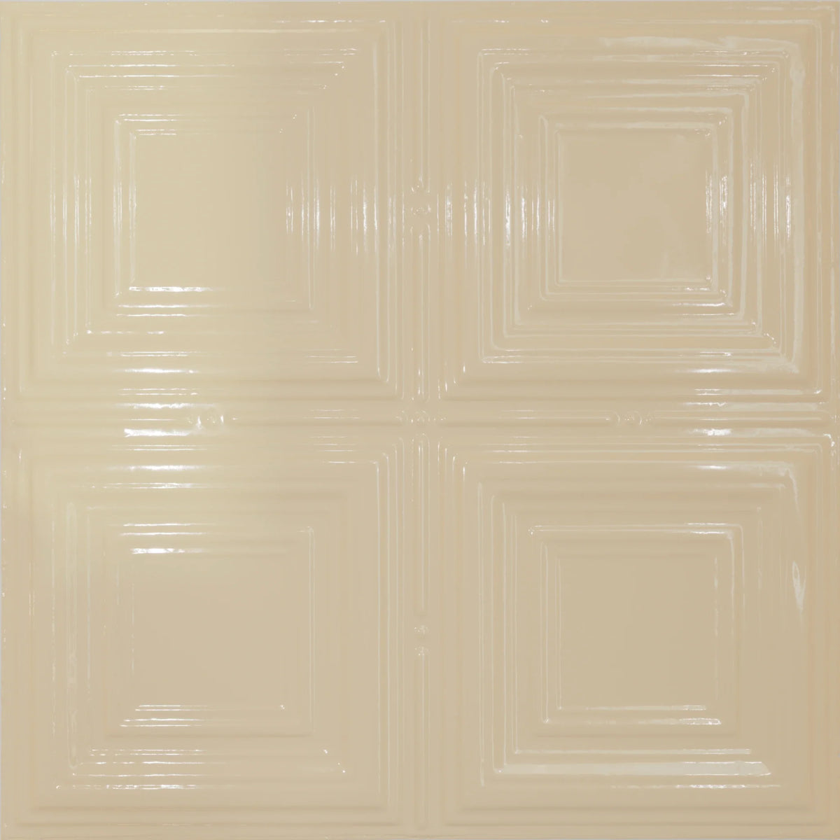 Pattern 101 Classic Four Square tin ceiling tile — Almond finish