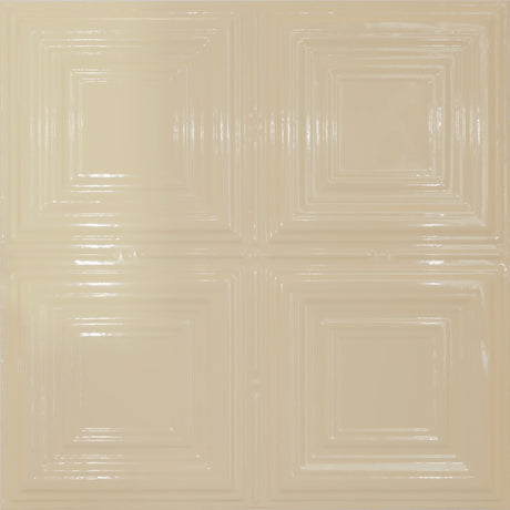 Pattern 101 Classic Four Square tin ceiling tile — Almond finish