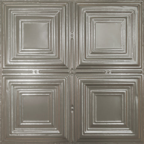 Pattern 101 Classic Four Square tin ceiling tile — Aluminum finish