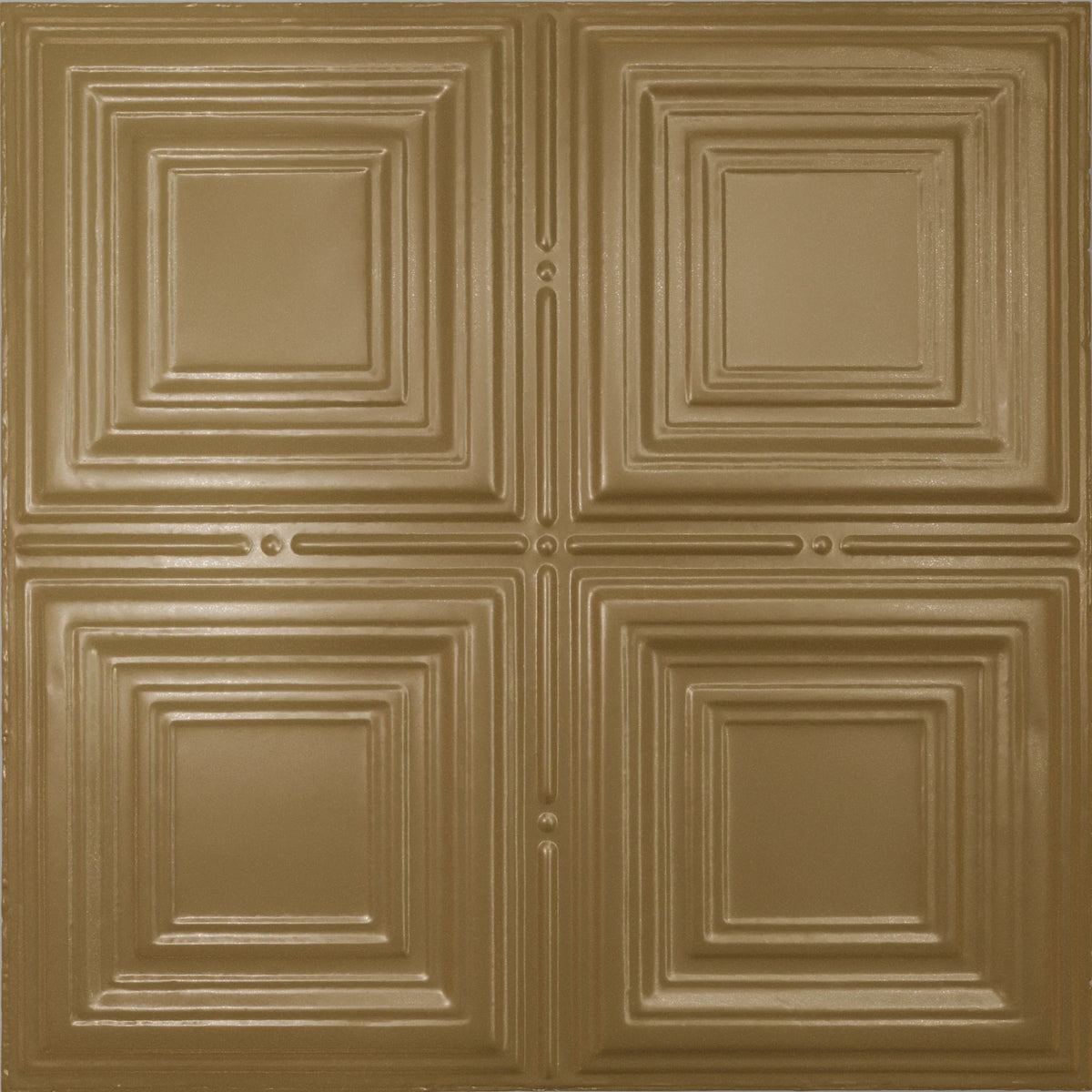 Pattern 101 Classic Four Square tin ceiling tile — Antique Brass finish