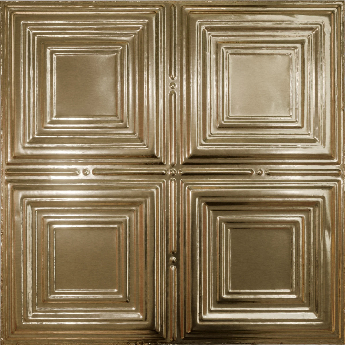 Pattern 101 Classic Four Square tin ceiling tile — Antique Clear finish