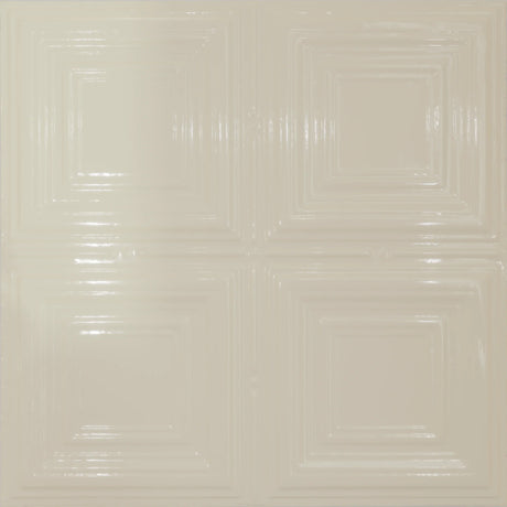 Pattern 101 Classic Four Square tin ceiling tile — Cream finish