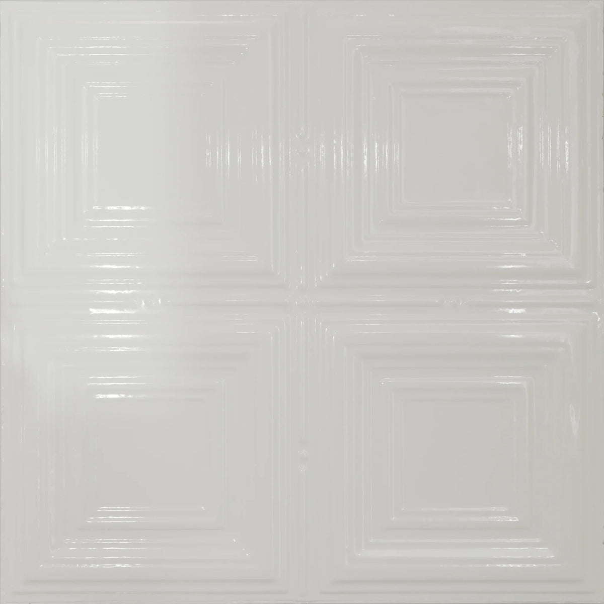 Pattern 101 Classic Four Square tin ceiling tile — Gloss White finish