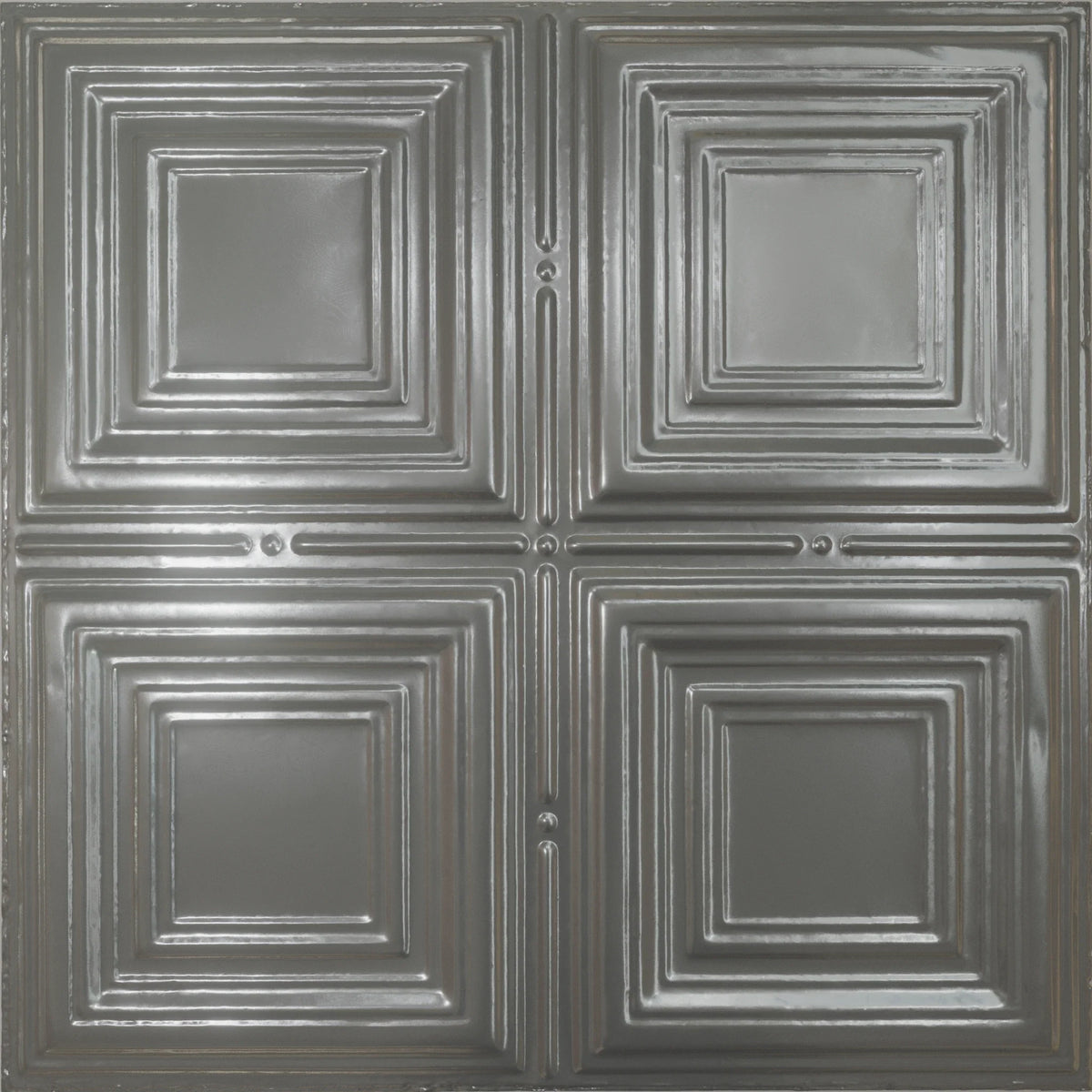 Pattern 101 Classic Four Square tin ceiling tile — Gun Metal Grey finish