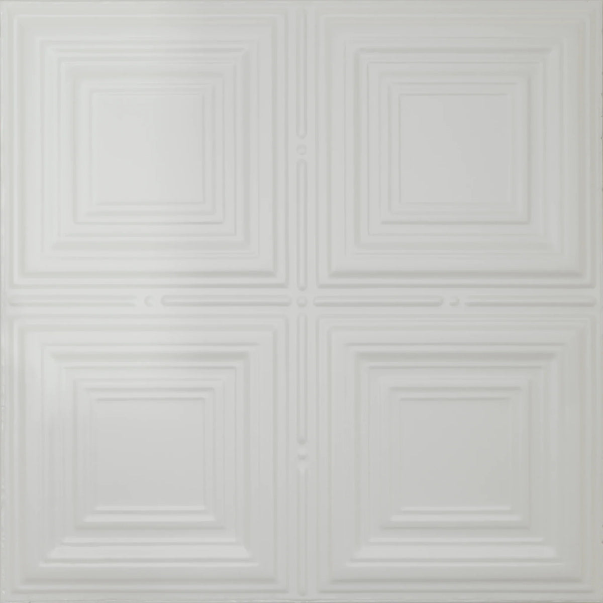 Pattern 101 Classic Four Square tin ceiling tile — Matte White finish