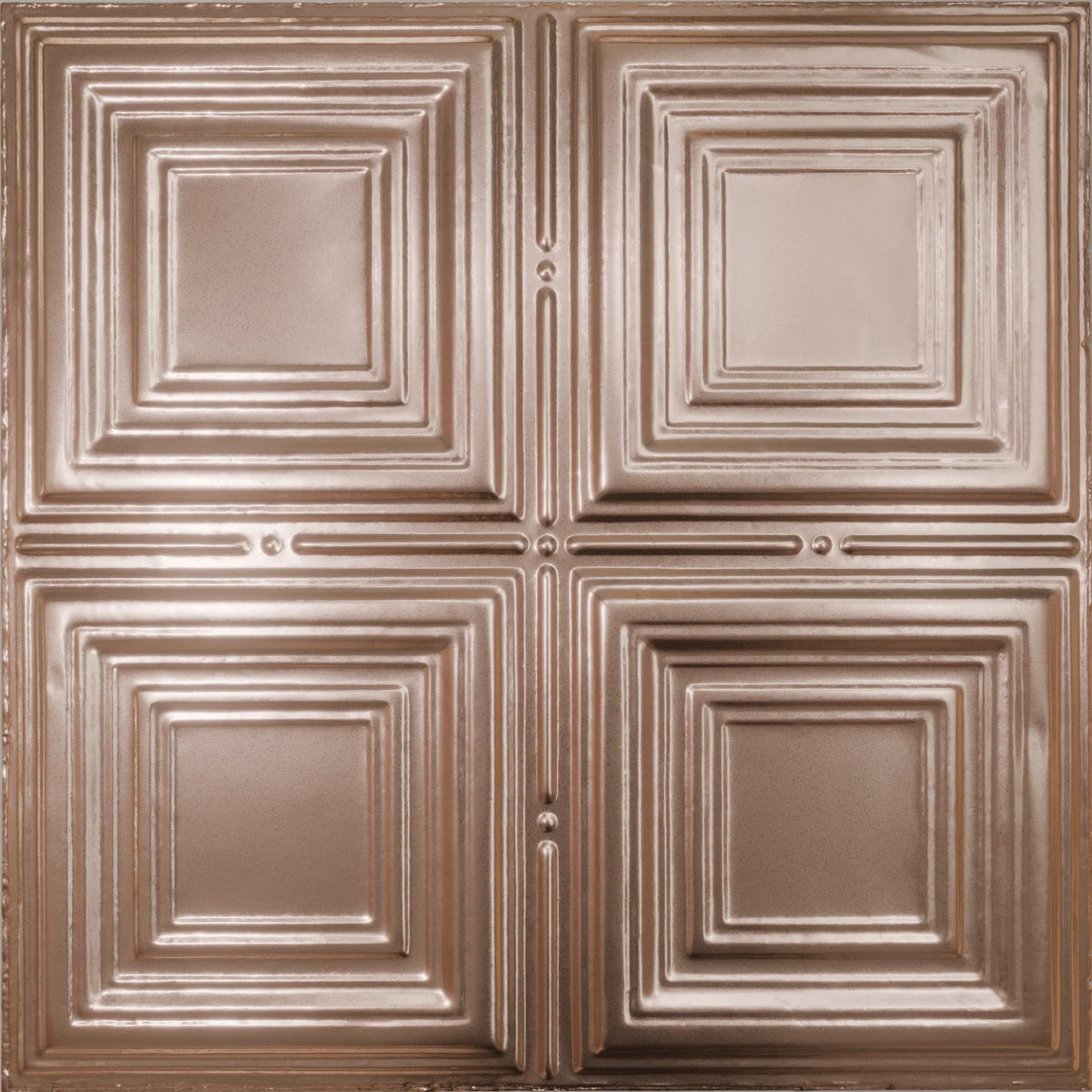 Pattern 101 Classic Four Square tin ceiling tile — Penny Pearl finish