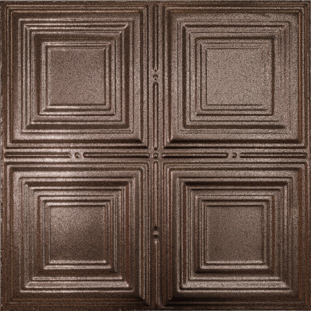 Pattern 101 Classic Four Square tin ceiling tile — Penny Vein finish