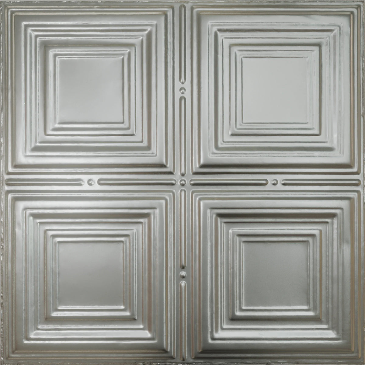 Pattern 101 Classic Four Square tin ceiling tile — Silver finish
