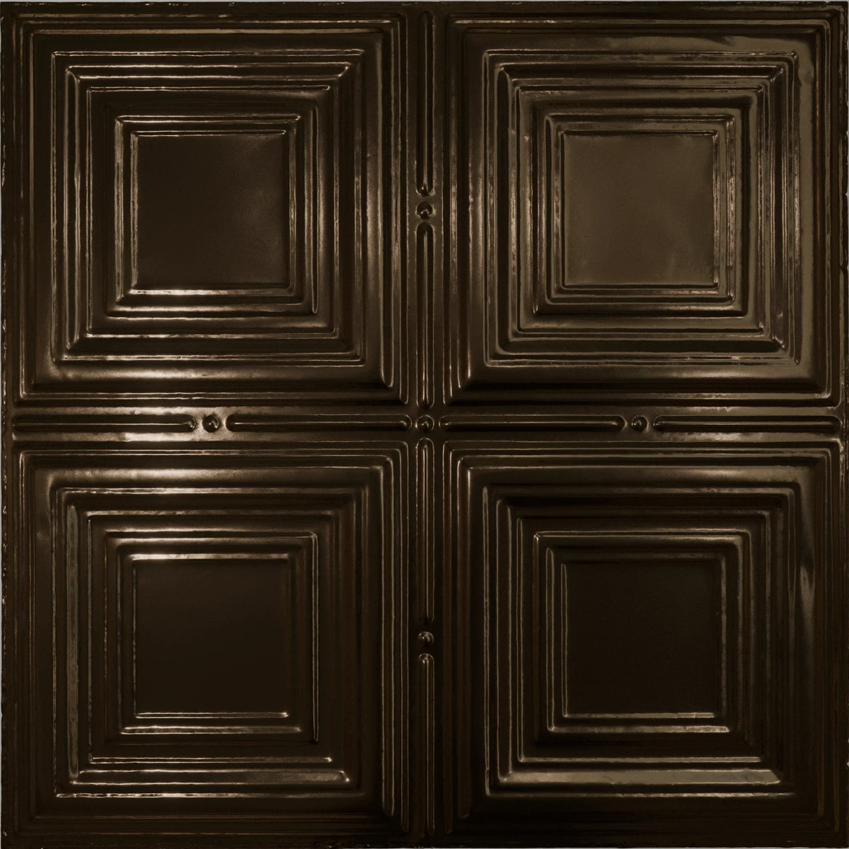 Pattern 101 Classic Four Square tin ceiling tile — Umber Bronze finish