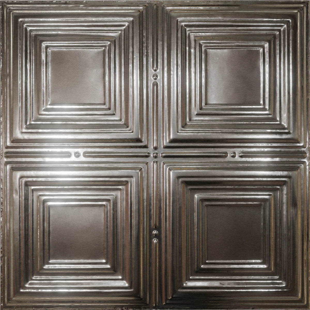Pattern 101 Classic Four Square tin ceiling tile — unfinished (raw steel)