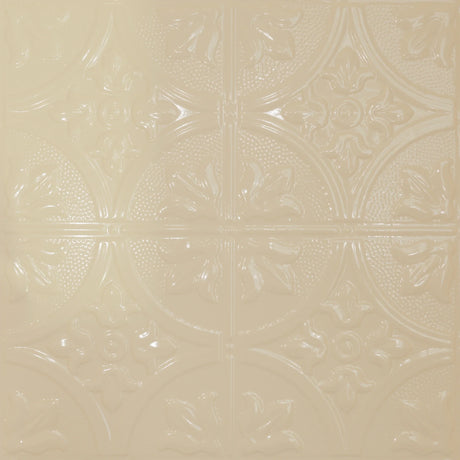 Pattern 102 Fleur-De-Lis 12in. tin ceiling tile — Almond finish