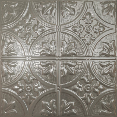 Pattern 102 Fleur-De-Lis 12in. tin ceiling tile — Aluminum finish