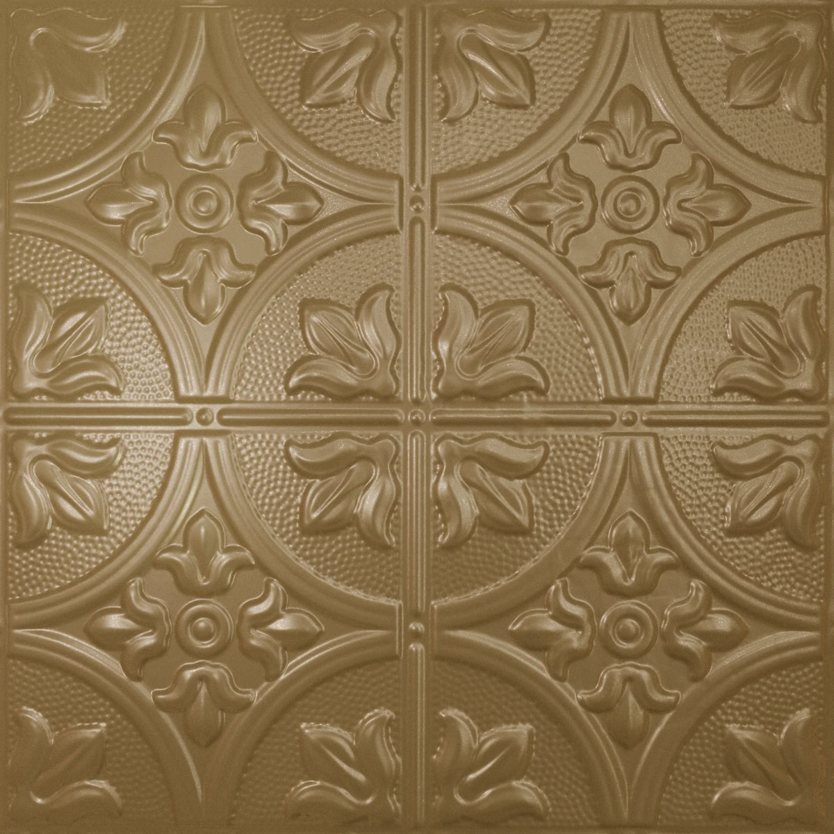 Pattern 102 Fleur-De-Lis 12in. tin ceiling tile — Antique Brass finish