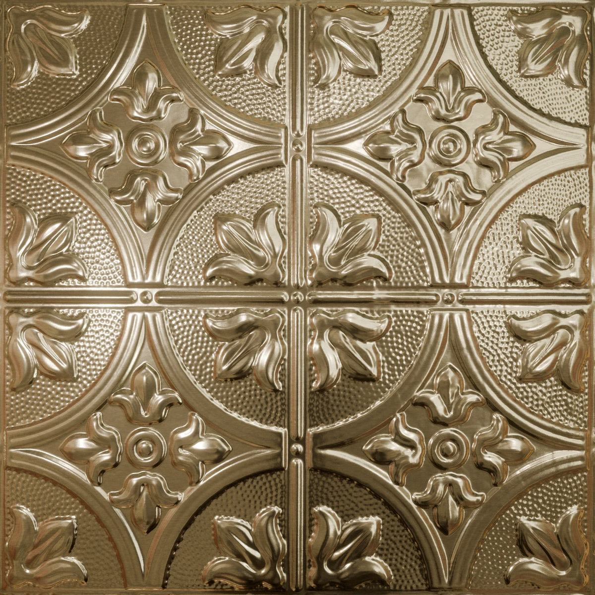 Pattern 102 Fleur-De-Lis 12in. tin ceiling tile — Antique Clear finish