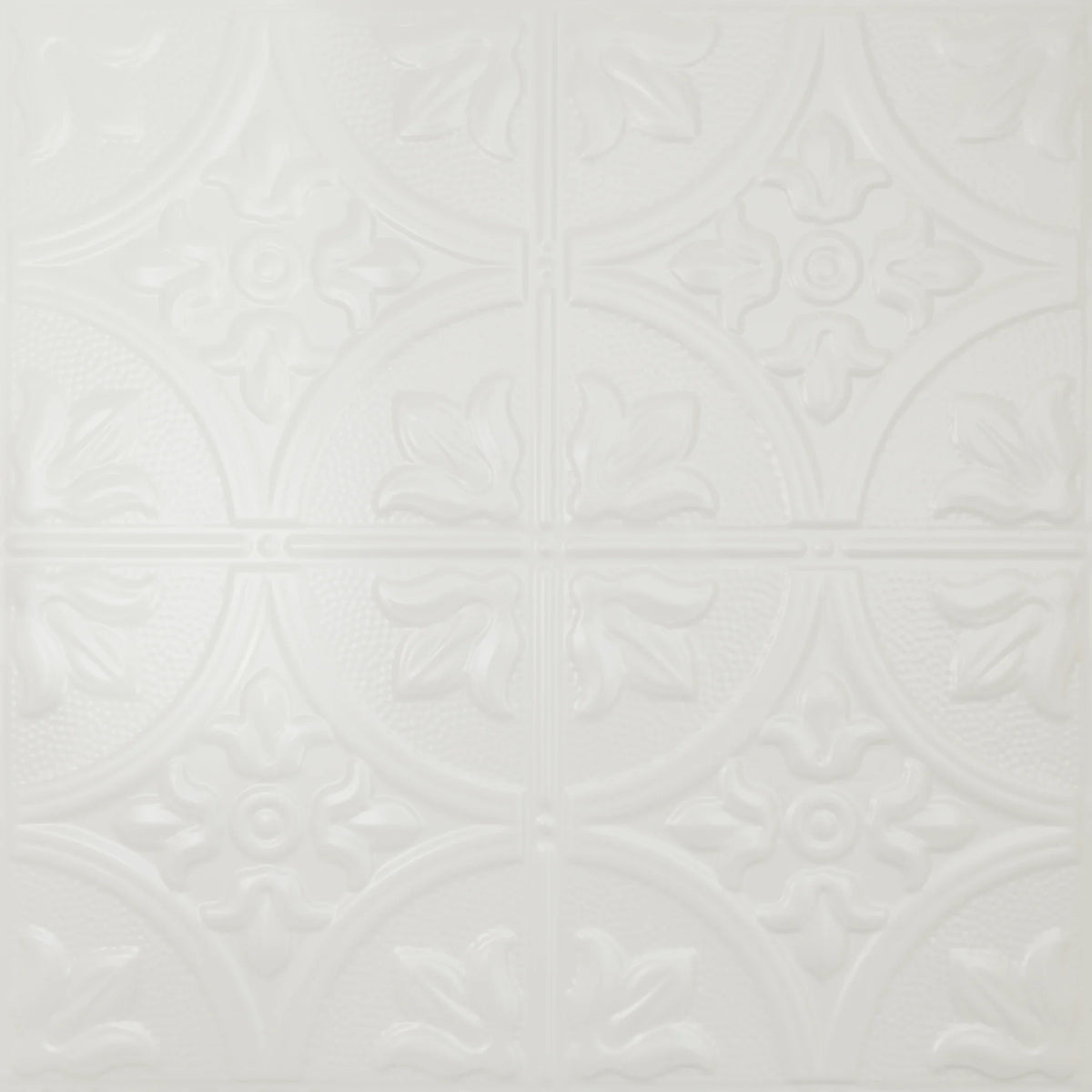 Pattern 102 Fleur-De-Lis 12in. tin ceiling tile — Antique White finish
