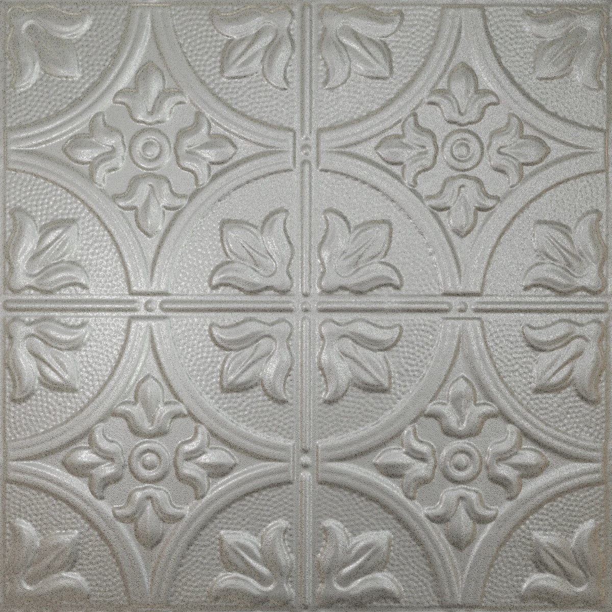 Pattern 102 Fleur-De-Lis 12in. tin ceiling tile — Arctic Shimmer finish