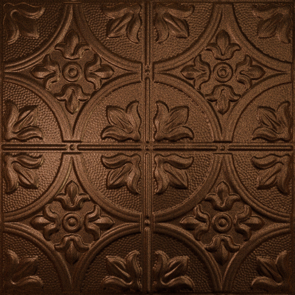 Pattern 102 Fleur-De-Lis 12in. tin ceiling tile — Copper Vein finish