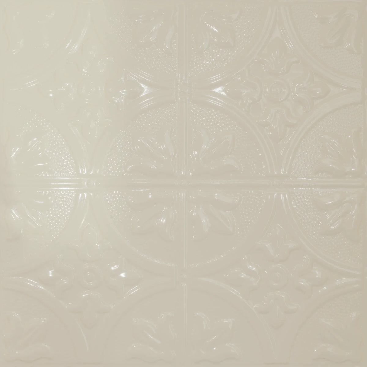 Pattern 102 Fleur-De-Lis 12in. tin ceiling tile — Cream finish