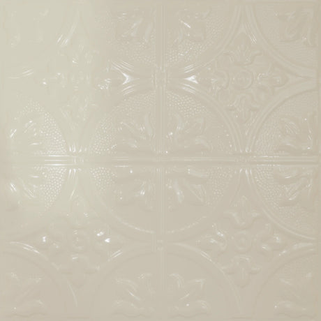 Pattern 102 Fleur-De-Lis 12in. tin ceiling tile — Cream finish