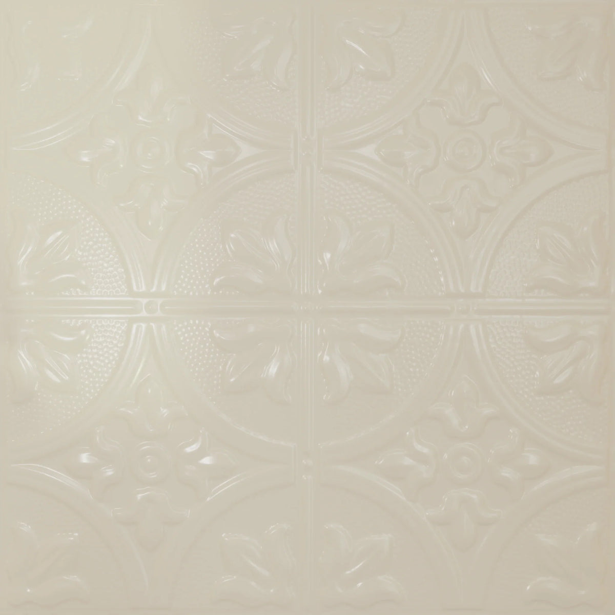 Pattern 102 Fleur-De-Lis 12in. tin ceiling tile — Crisp Linen finish