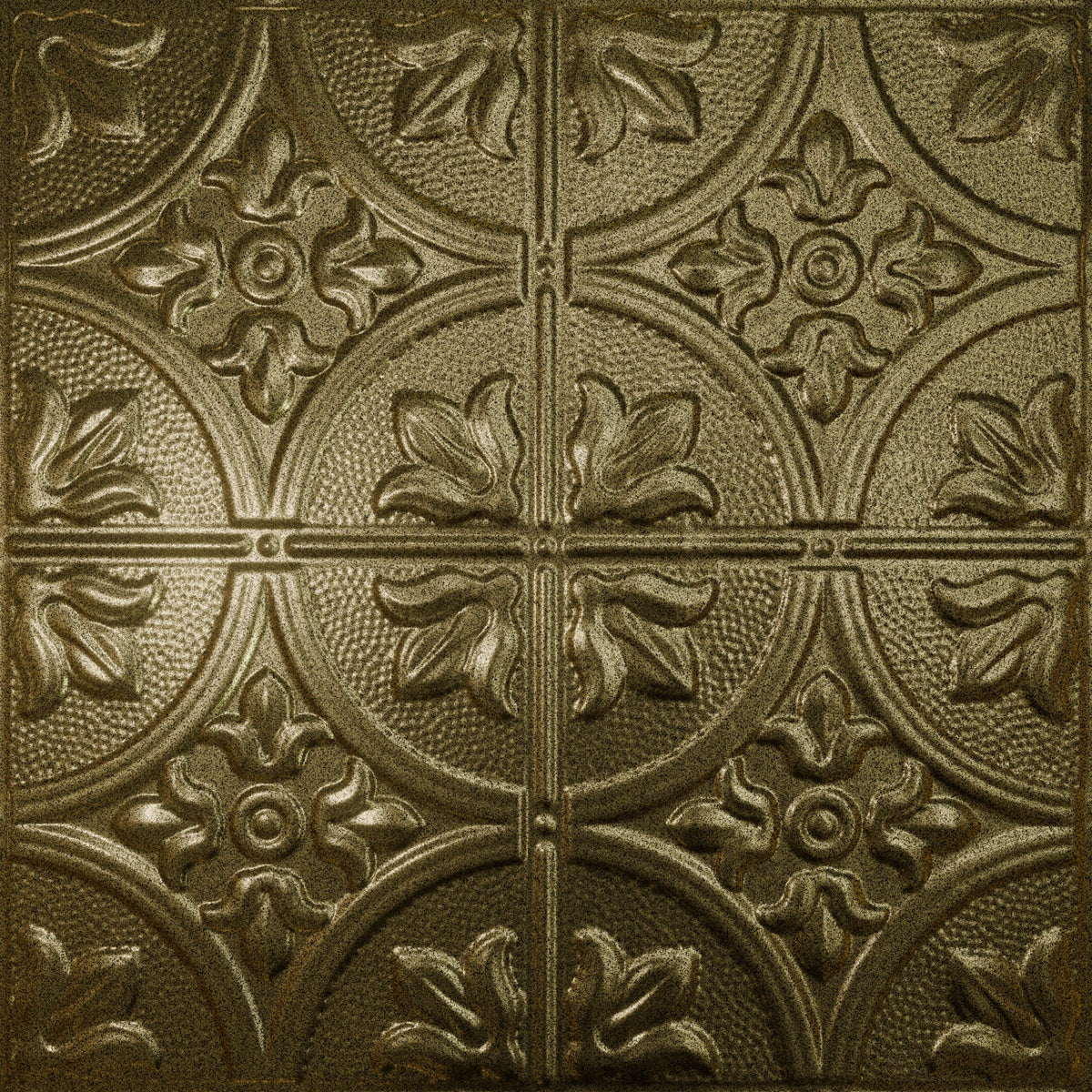 Pattern 102 Fleur-De-Lis 12in. tin ceiling tile — Gold Vein finish