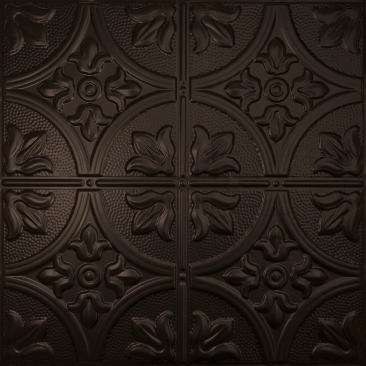 Pattern 102 Fleur-De-Lis 12in. tin ceiling tile — Maple Bronze finish