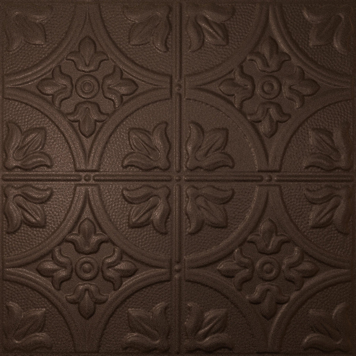 Pattern 102 Fleur-De-Lis 12in. tin ceiling tile — Oil-Rubbed Bronze finish
