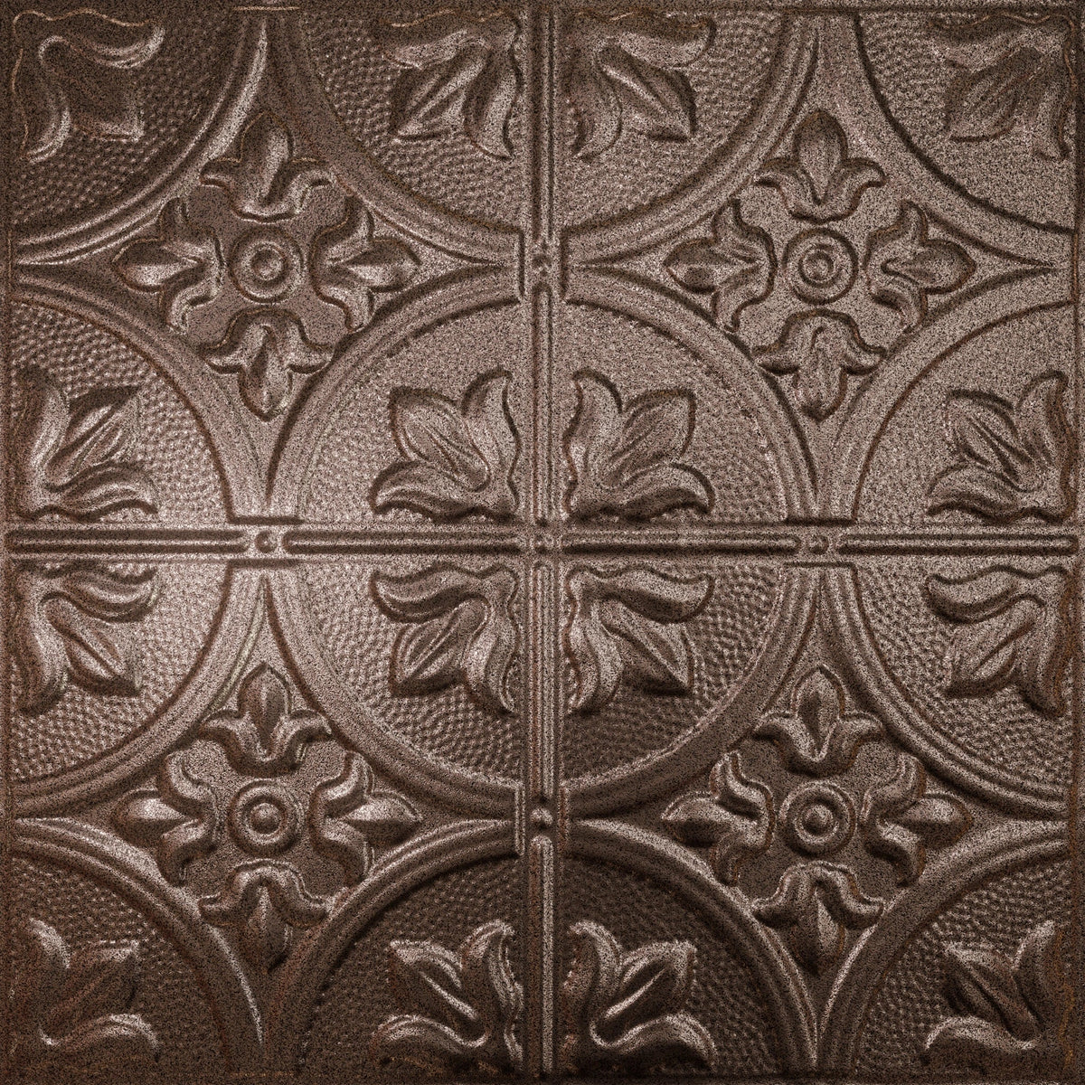Pattern 102 Fleur-De-Lis 12in. tin ceiling tile — Penny Vein finish