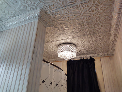 Bathroom with a Fleur-De-Lis Victorian tin ceiling