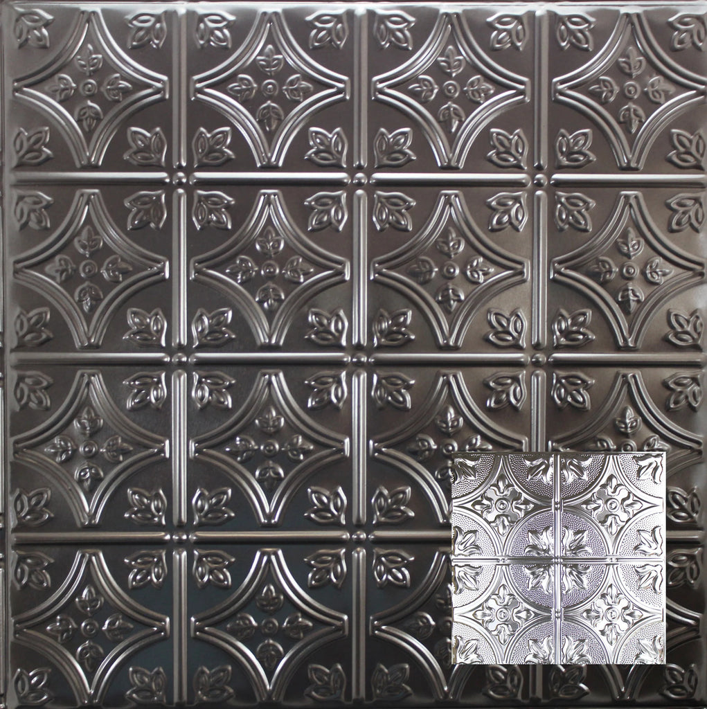 Metal Ceiling Tiles | Pattern 102 | FleurDeLis 12in - Candy Haze Black - Metal Ceiling Express