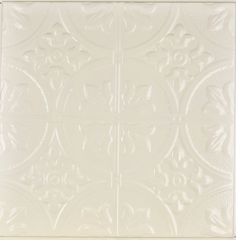 Metal Ceiling Tiles | Pattern 102 | FleurDeLis 12in - Cream - Metal Ceiling Express