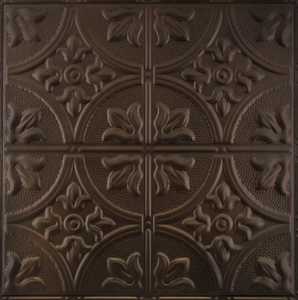 Metal Ceiling Tiles | Pattern 102 | FleurDeLis 12in - Textured Bronze - Metal Ceiling Express