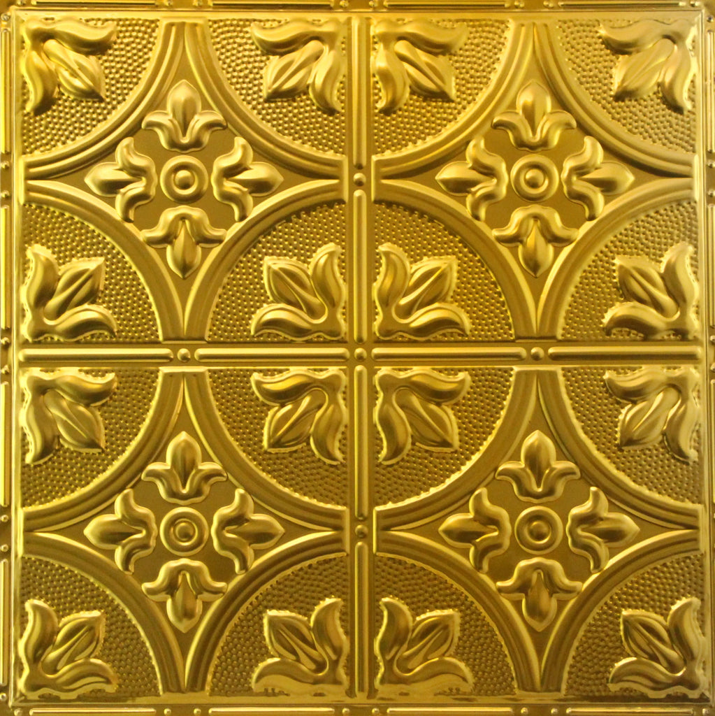 Metal Ceiling Tiles | Pattern 102 | FleurDeLis 12in - Transparent Yellow Gold - Metal Ceiling Express
