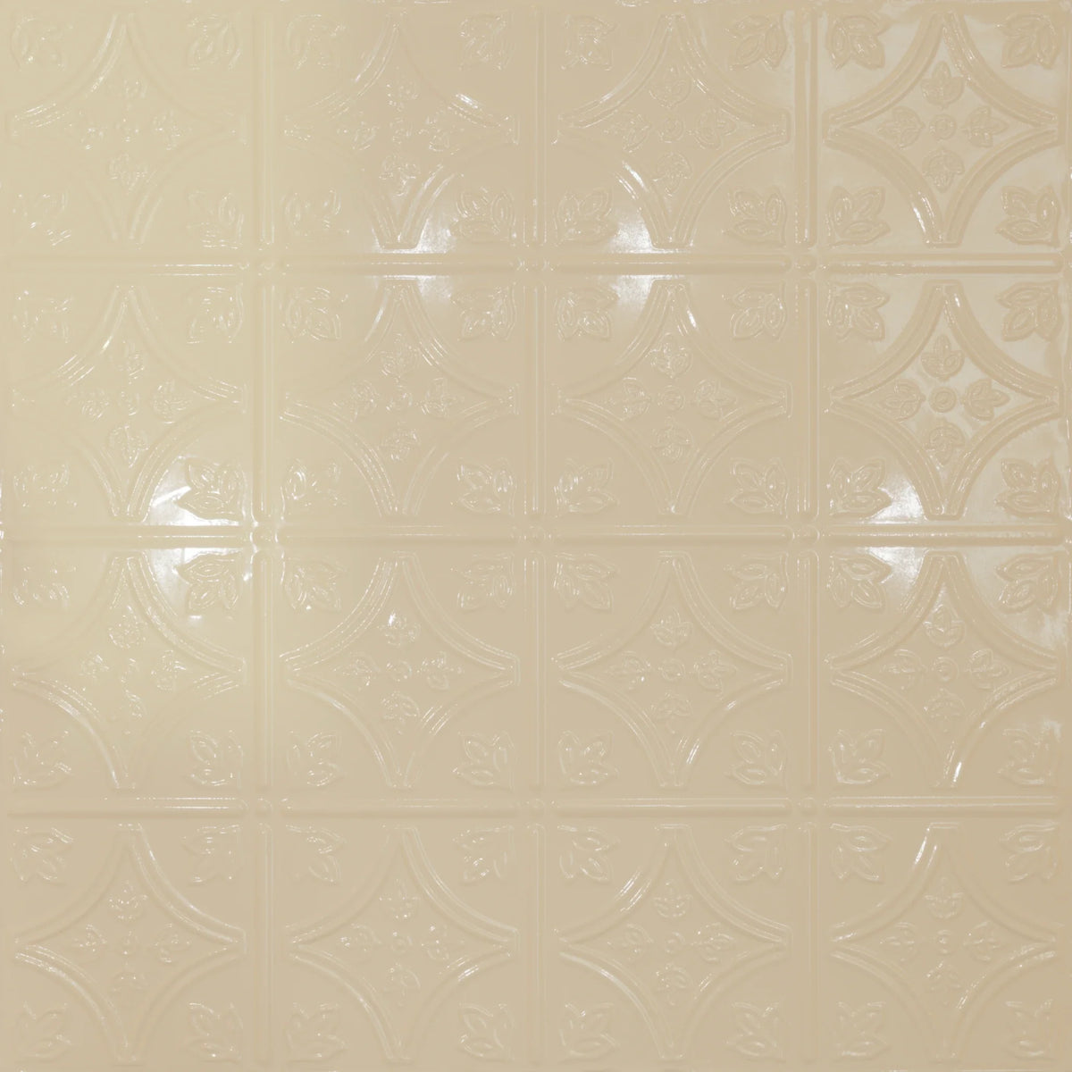 Pattern 103 Fleur-De-Lis 6in. tin ceiling tile — Almond finish