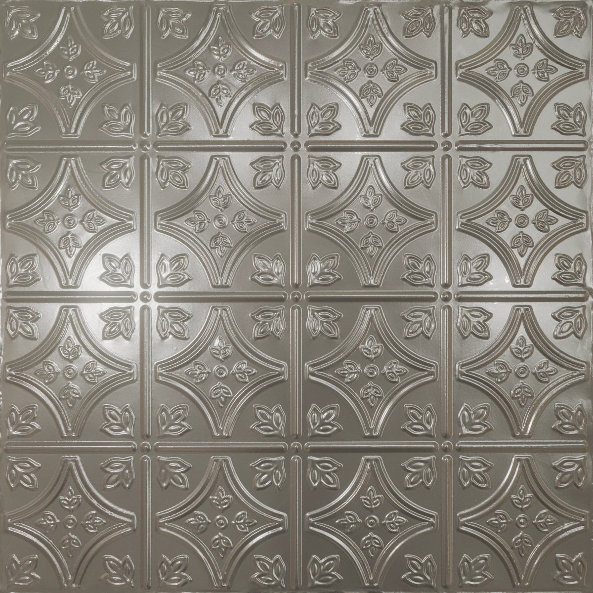 Pattern 103 Fleur-De-Lis 6in. tin ceiling tile — Aluminum finish