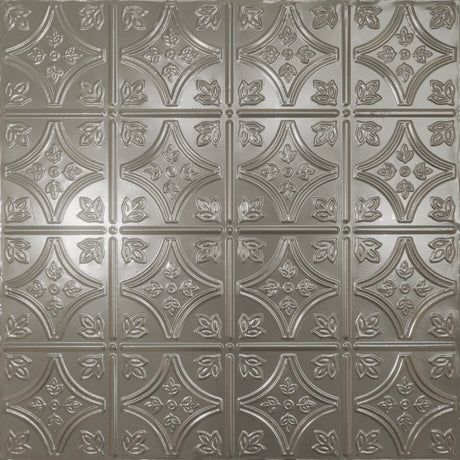Pattern 103 Fleur-De-Lis 6in. tin ceiling tile — Aluminum finish