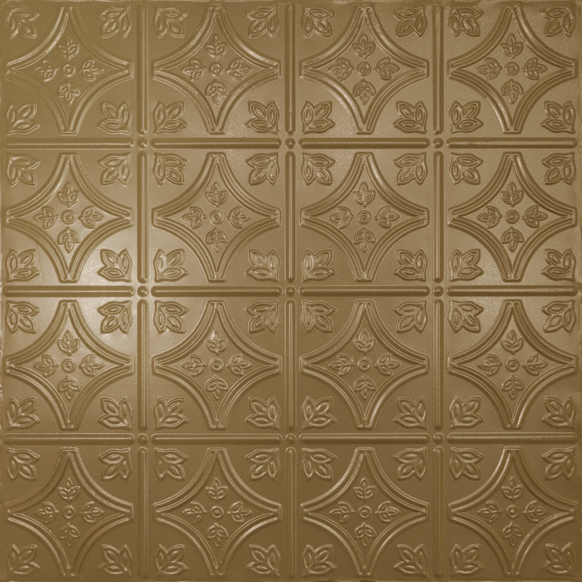 Pattern 103 Fleur-De-Lis 6in. tin ceiling tile — Antique Brass finish