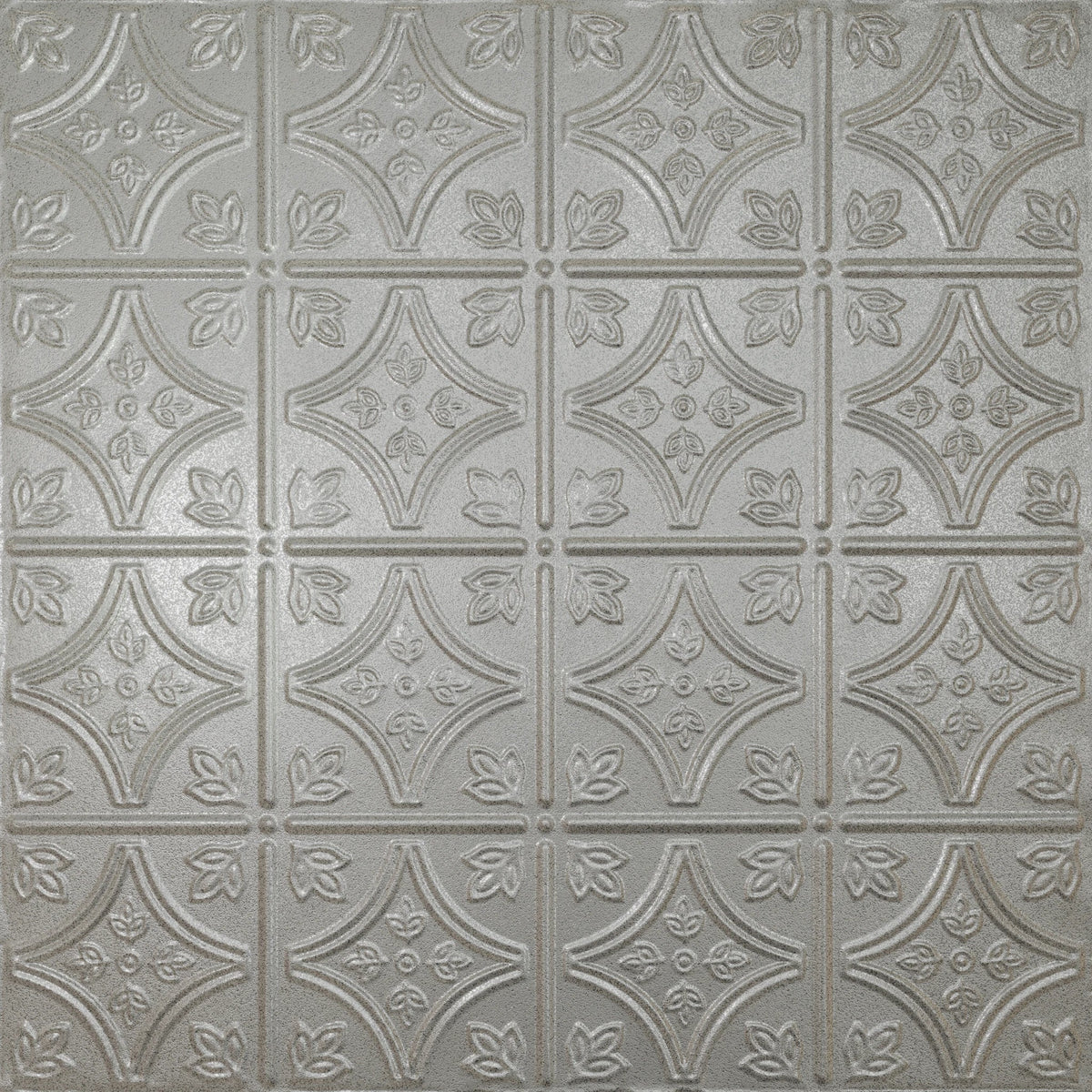 Pattern 103 Fleur-De-Lis 6in. tin ceiling tile — Arctic Shimmer finish