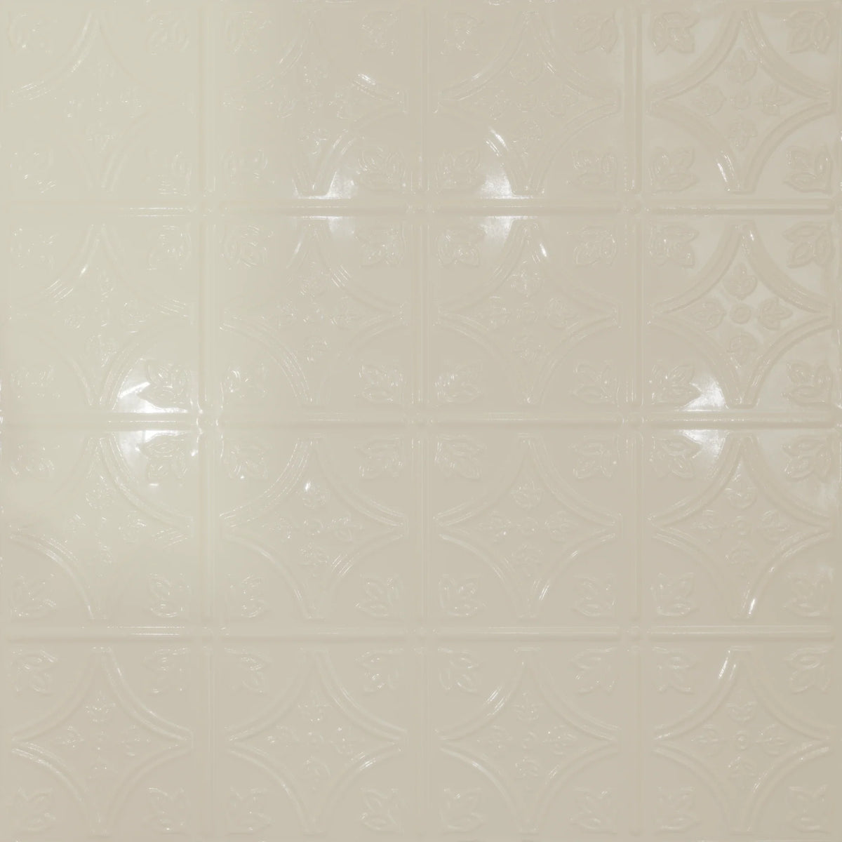 Pattern 103 Fleur-De-Lis 6in. tin ceiling tile — Cream finish