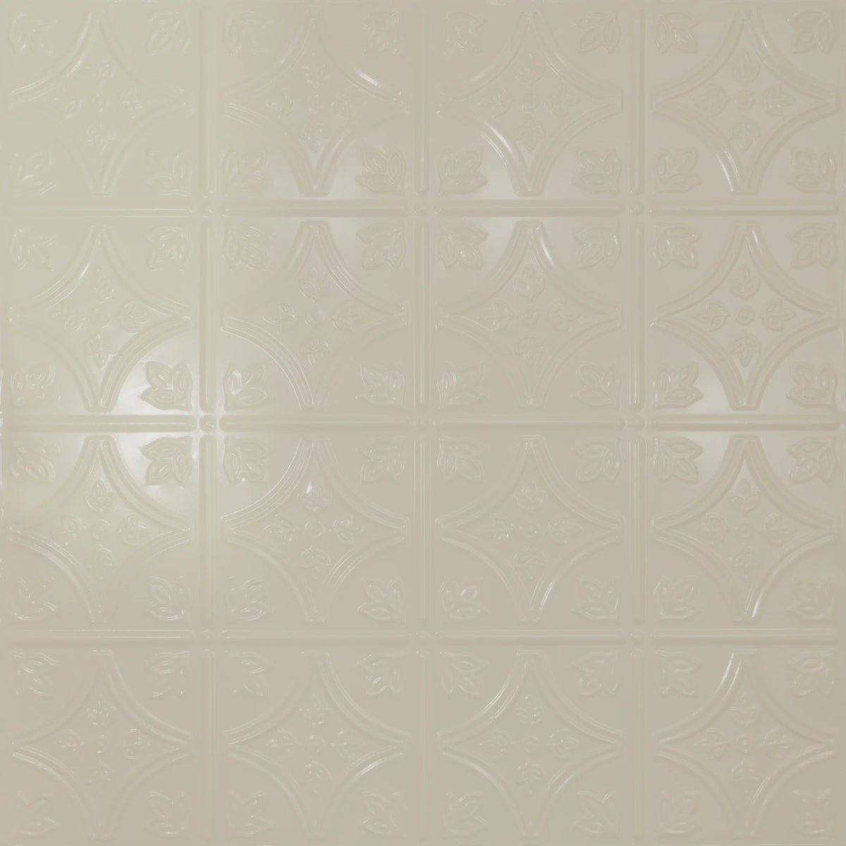 Pattern 103 Fleur-De-Lis 6in. tin ceiling tile — Crisp Linen finish