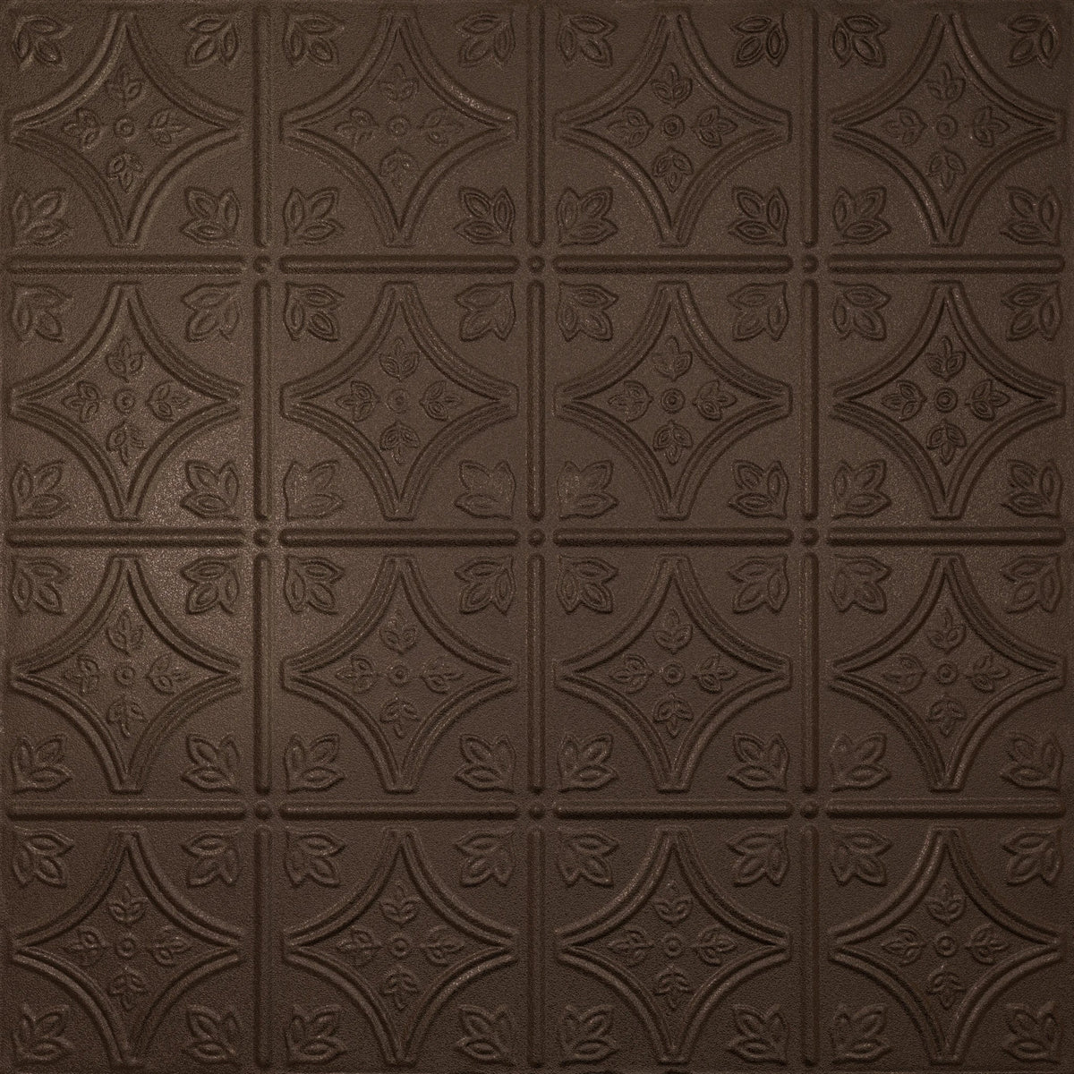 Pattern 103 Fleur-De-Lis 6in. tin ceiling tile — Oil-Rubbed Bronze finish