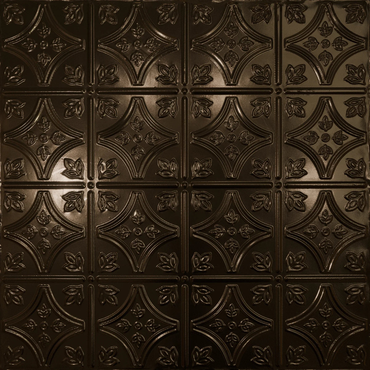 Pattern 103 Fleur-De-Lis 6in. tin ceiling tile — Umber Bronze finish