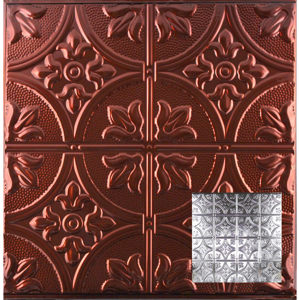Metal Ceiling Tiles | Pattern 103 | FleurDeLis 6in - Antique Bronze - Metal Ceiling Express