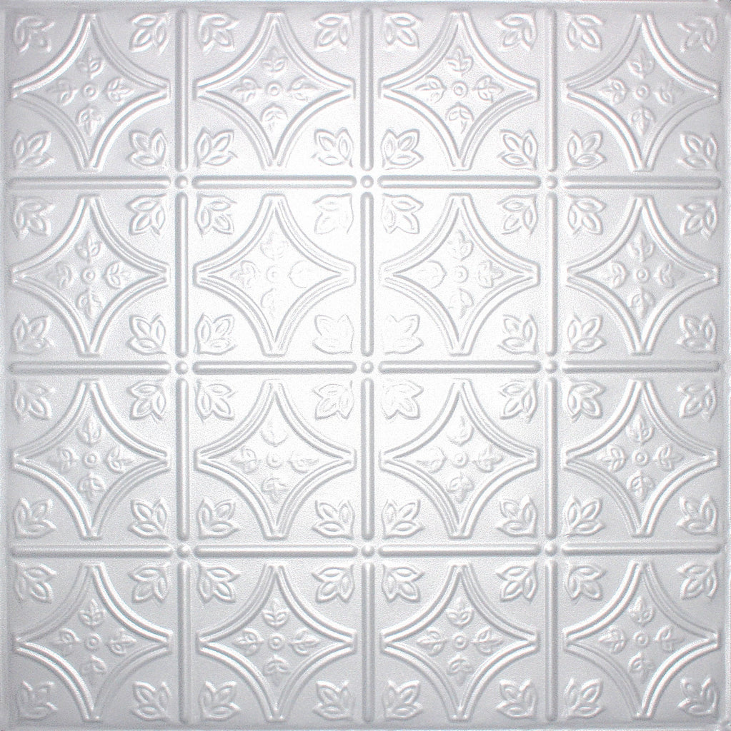 Metal Ceiling Tiles | Pattern 103 | FleurDeLis 6in - Arctic Shimmer - Metal Ceiling Express