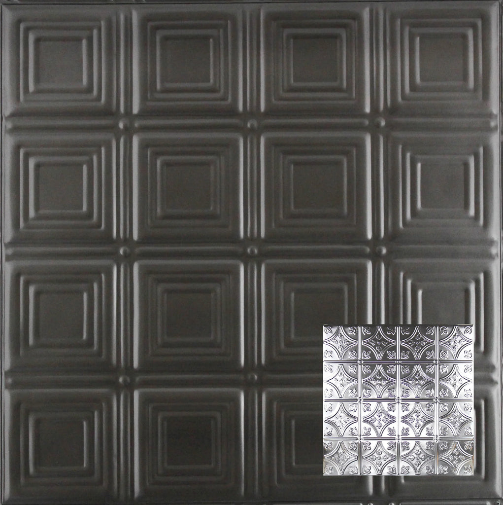 Metal Ceiling Tiles | Pattern 103 | FleurDeLis 6in - Argento - Metal Ceiling Express