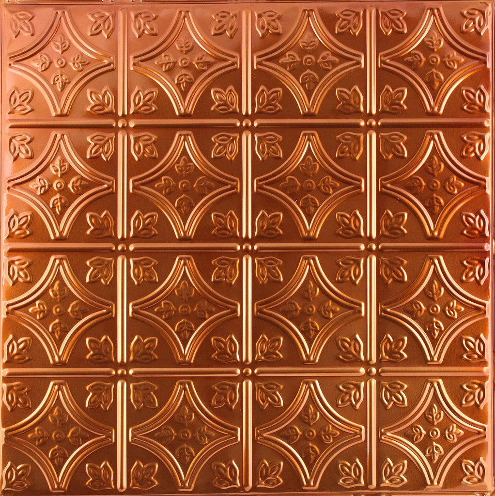 Metal Ceiling Tiles | Pattern 103 | FleurDeLis 6in - Transparent Copper - Metal Ceiling Express